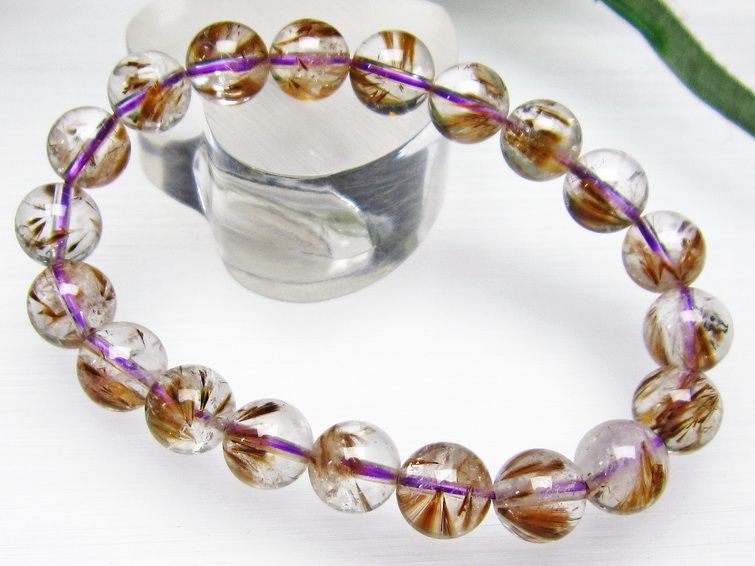 カコクセナイト インクォーツ ブレスレット 10mm [T628-2008] 3枚目