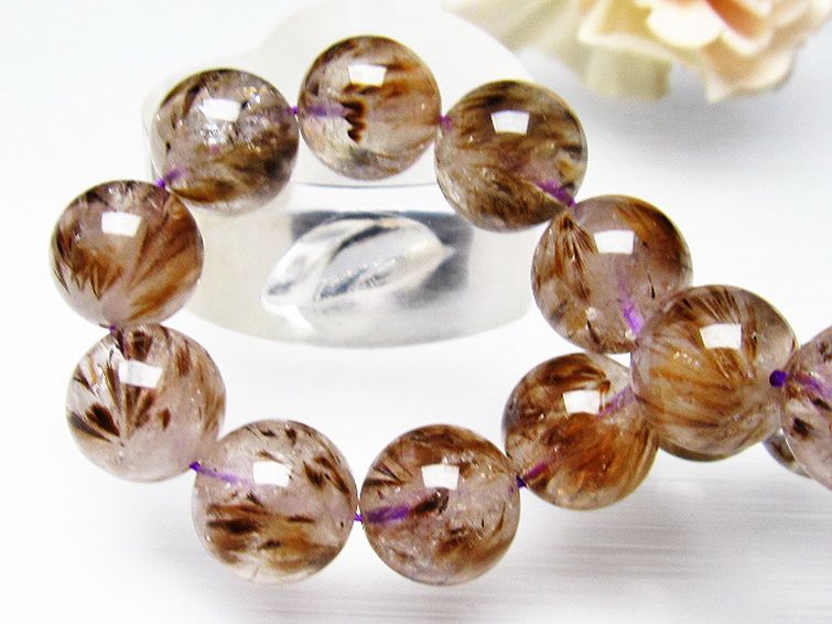 カコクセナイト インクォーツ ブレスレット 13mm [T628-2424] 1枚目