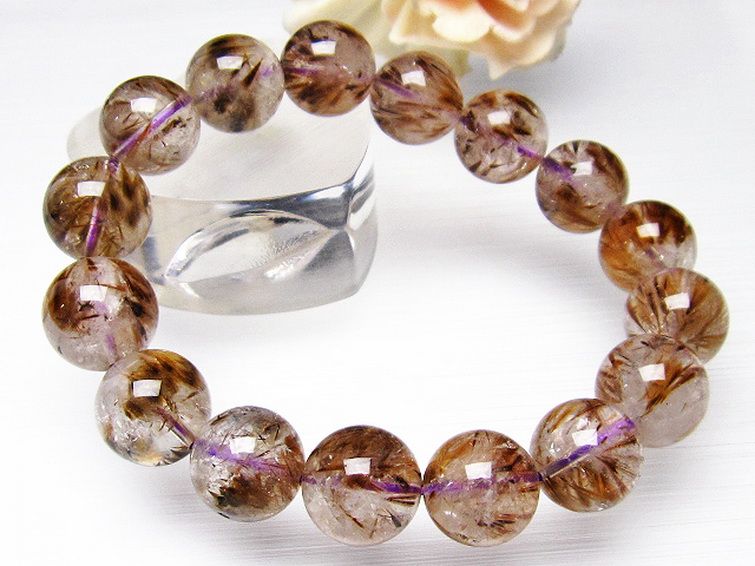 カコクセナイト インクォーツ ブレスレット 13mm [T628-2424] 3枚目