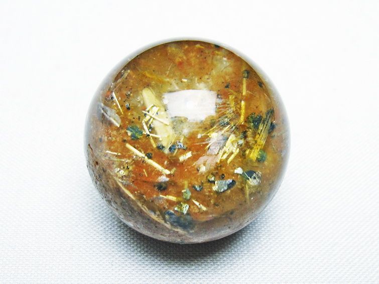 ゴールドタイチンルチル入り 水晶 丸玉 27mm [t637-4623] 1枚目