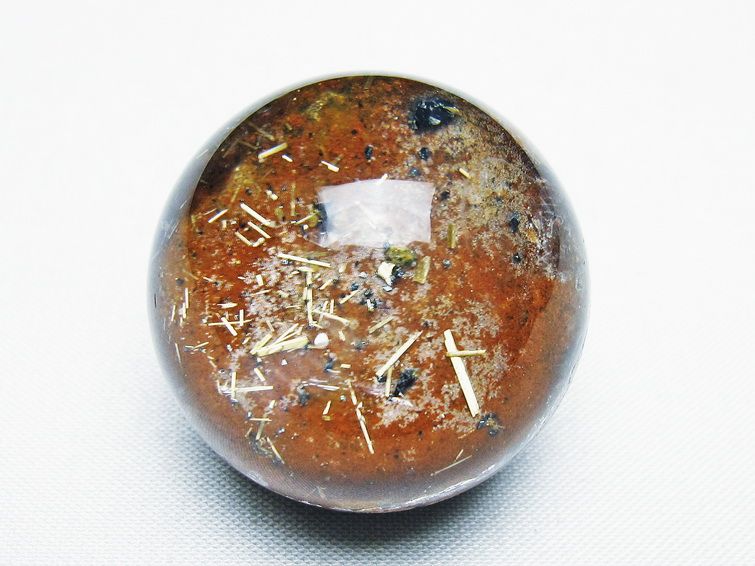 ゴールドタイチンルチル入り 水晶 丸玉 34mm [t637-4644] 1枚目