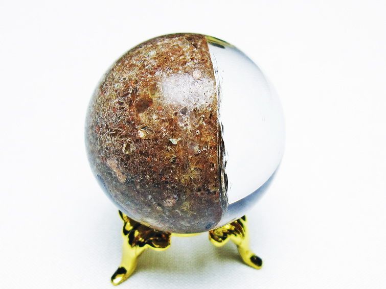 ゴールドタイチンルチル入り 水晶 丸玉 34mm [t637-4644] 3枚目