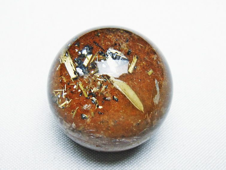 ゴールドタイチンルチル入り 水晶 丸玉 28mm [t637-4654] 1枚目