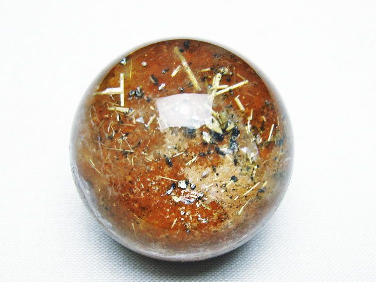 ゴールドタイチンルチル入り 水晶 丸玉 37mm [t637-4662] 1枚目