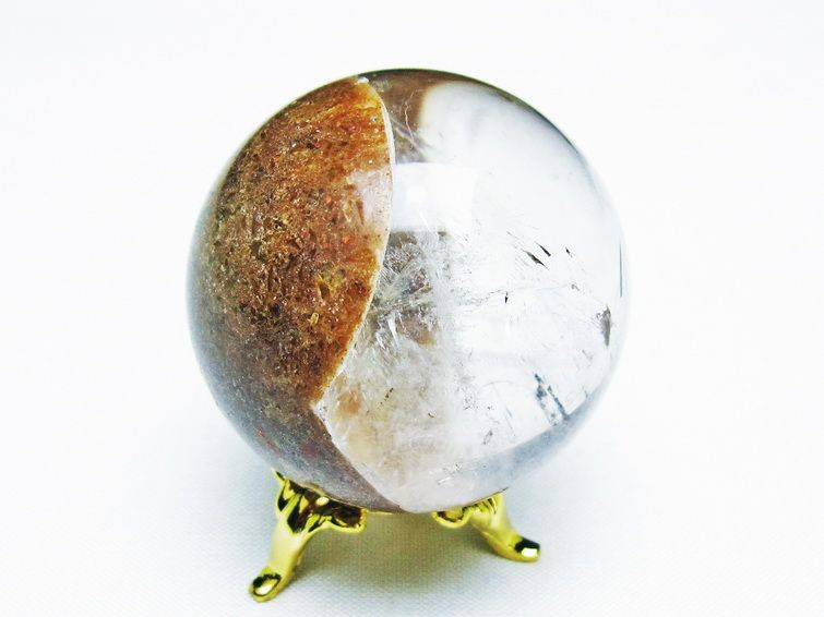 ゴールドタイチンルチル入り 水晶 丸玉 42mm [t637-4676] 3枚目