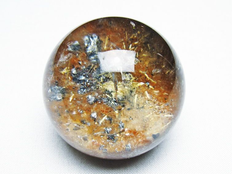 ゴールドタイチンルチル入り 水晶 丸玉 49mm [t637-4691] 1枚目