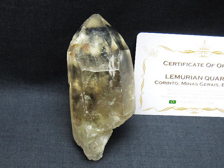 シトリン レムリアンシード水晶 原石 ミナスジェライス州コリント産 ※証明書付き[T641-2086] 1枚目