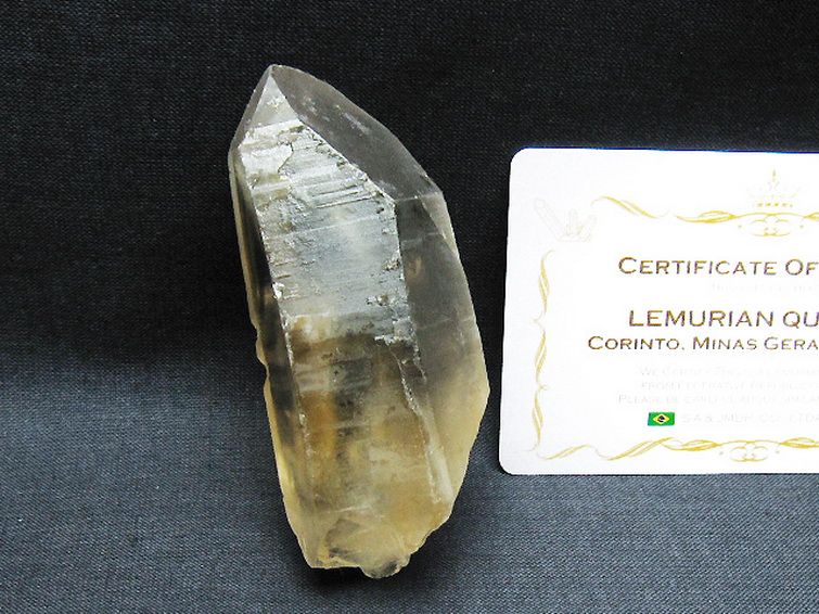 シトリン レムリアンシード水晶 原石 ミナスジェライス州コリント産 ※証明書付き[T641-2091] 1枚目