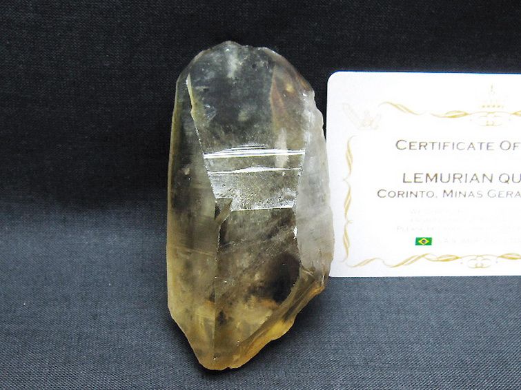 シトリン レムリアンシード水晶 原石 ミナスジェライス州コリント産 ※証明書付き[T641-2093] 1枚目