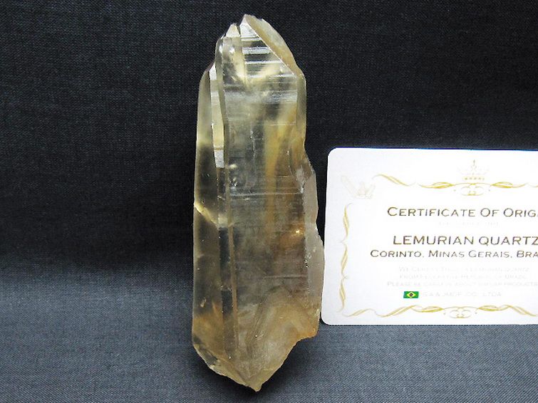 シトリン レムリアンシード水晶 原石 ミナスジェライス州コリント産 ※証明書付き[T641-2130] 1枚目