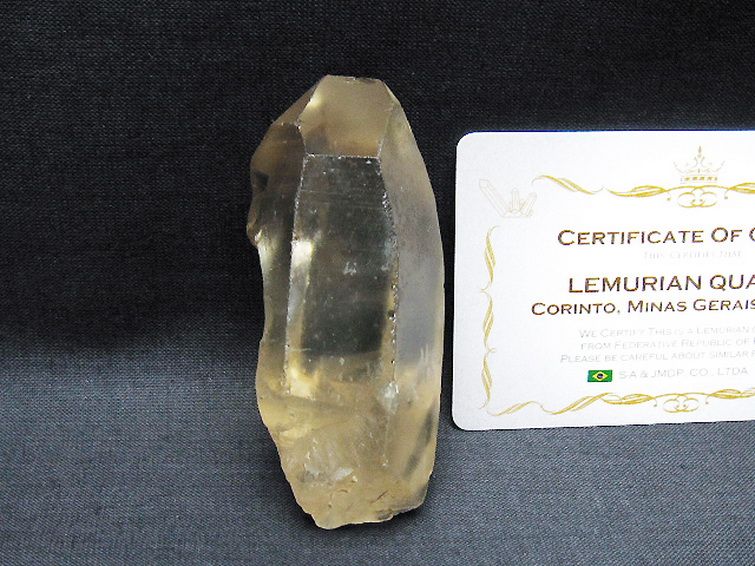 シトリン レムリアンシード水晶 原石 ミナスジェライス州コリント産 ※証明書付き[T641-2139] 1枚目