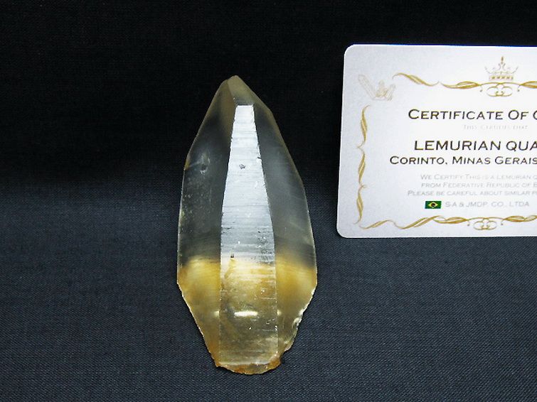 シトリン レムリアンシード水晶 原石 ミナスジェライス州コリント産 ※証明書付き[T641-2183] 1枚目