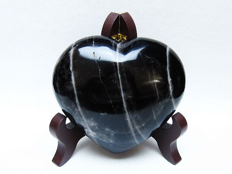 モリオン 純天然 黒水晶 ハート 置物 [t643-4706] 1枚目