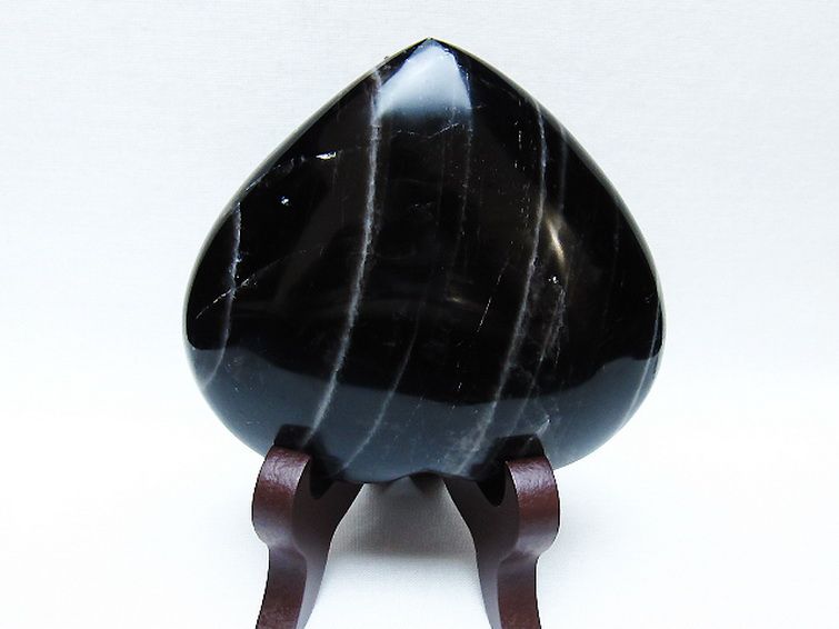 モリオン 純天然 黒水晶 ハート 置物 [t643-4706] 2枚目