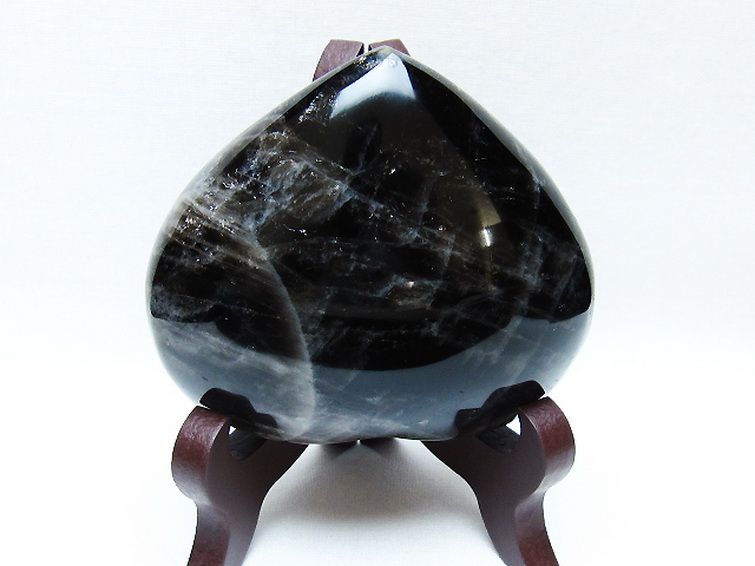 モリオン 純天然 黒水晶 ハート 置物[T643-4709] 2枚目