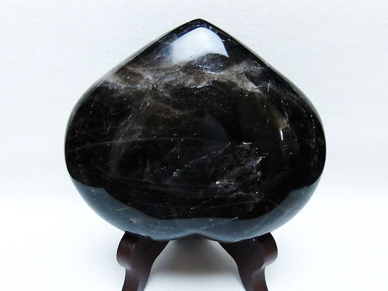 モリオン 純天然 黒水晶 ハート 置物[T643-4715] 2枚目