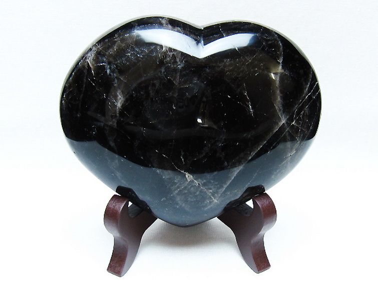 モリオン 純天然 黒水晶 ハート 置物 [t643-4716] 1枚目