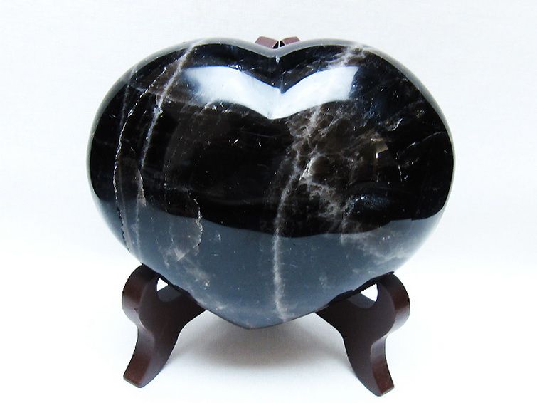 モリオン 純天然 黒水晶 ハート 置物[T643-4720] 1枚目