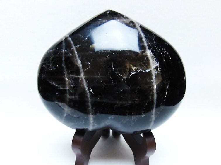 モリオン 純天然 黒水晶 ハート 置物[T643-4720] 2枚目