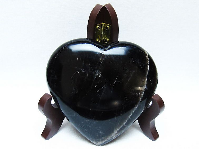 モリオン 純天然 黒水晶 ハート 置物 [t643-4724] 1枚目