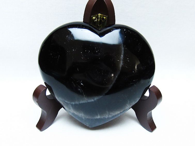 モリオン 純天然 黒水晶 ハート 置物 [t643-4725] 1枚目
