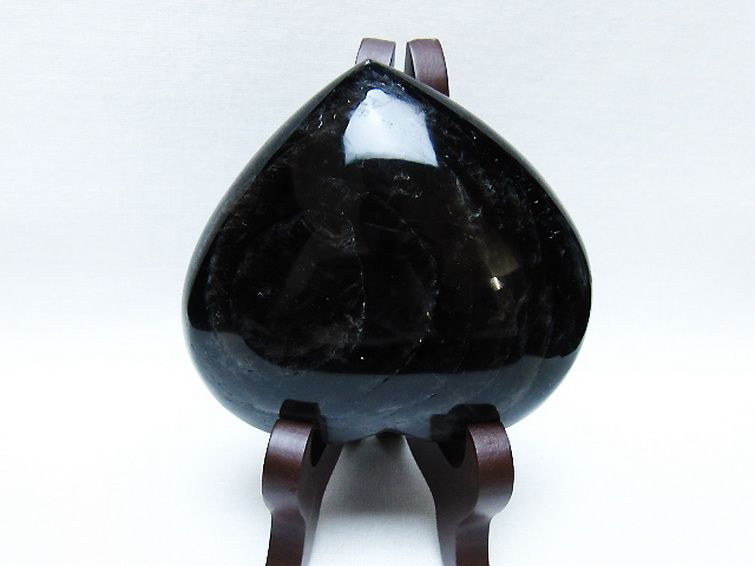 モリオン 純天然 黒水晶 ハート 置物 [t643-4731]