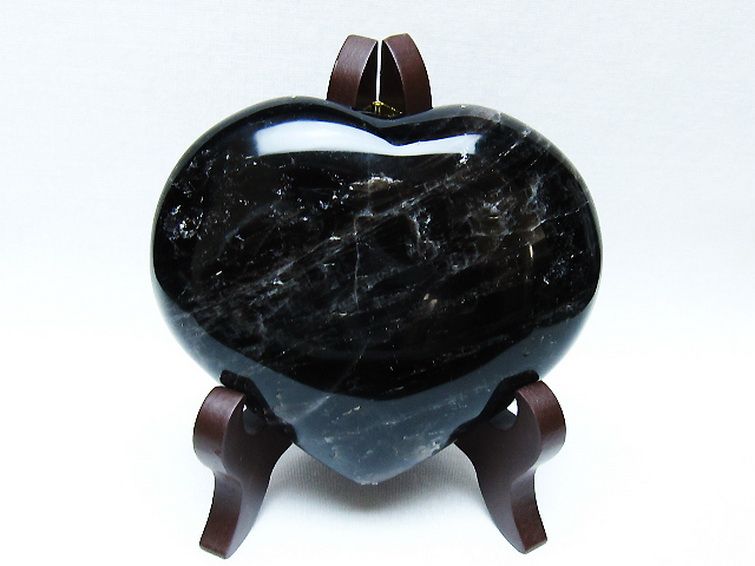 モリオン 純天然 黒水晶 ハート 置物 [t643-4738] 1枚目