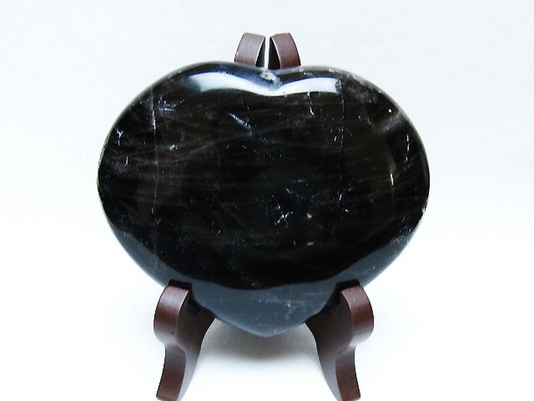 モリオン 純天然 黒水晶 ハート 置物 [t643-4739] 1枚目