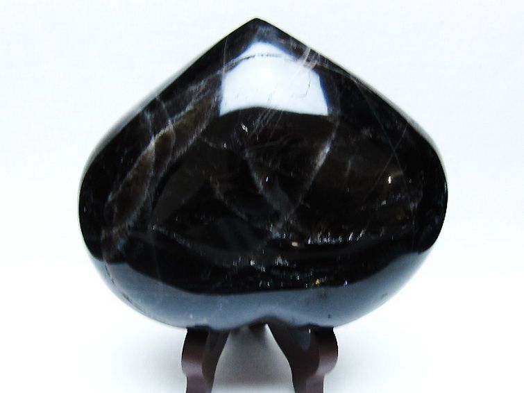 モリオン 純天然 黒水晶 ハート 置物 [t643-4747] 2枚目