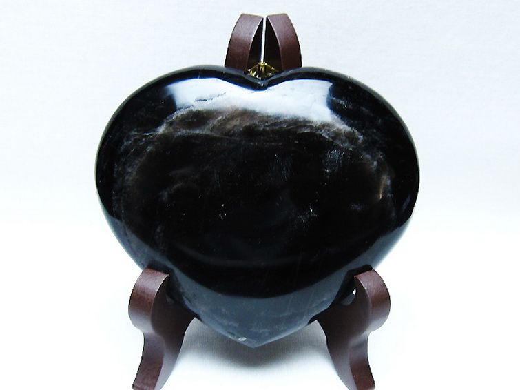 モリオン 純天然 黒水晶 ハート 置物 [t643-4753] 1枚目