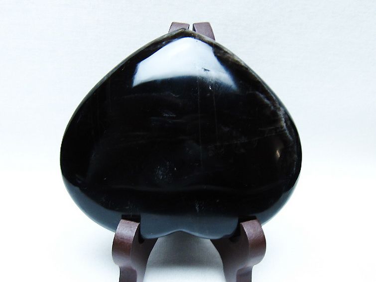 モリオン 純天然 黒水晶 ハート 置物 [t643-4753] 2枚目
