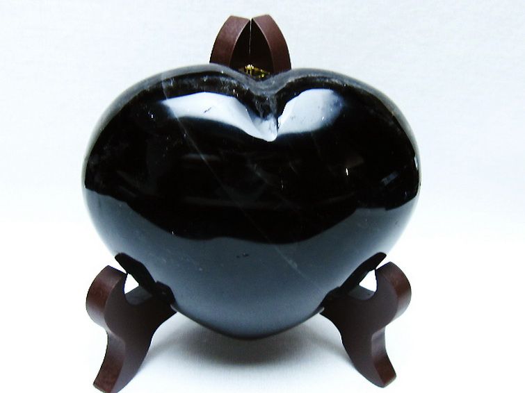 モリオン 純天然 黒水晶 ハート 置物 [t643-4754] 1枚目