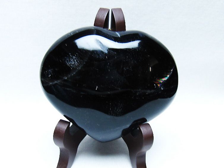 モリオン 純天然 黒水晶 ハート 置物 [t643-4758] 1枚目