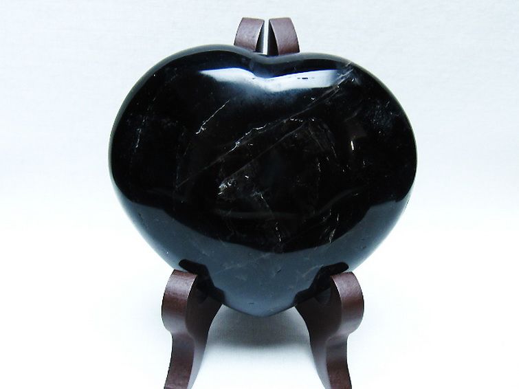 モリオン 純天然 黒水晶 ハート 置物[T643-4759] 1枚目