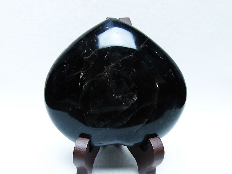 モリオン 純天然 黒水晶 ハート 置物[T643-4759] 2枚目