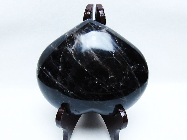 1.3Kg モリオン 純天然 黒水晶 ハート 置物[T643-4763] 2枚目