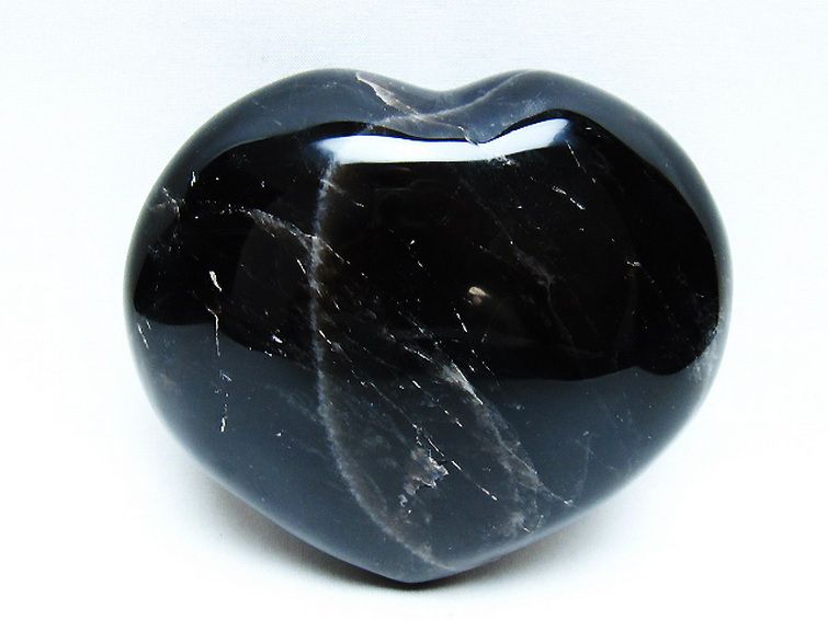 1.1Kg モリオン 純天然 黒水晶 ハート 置物[T643-4768] 2枚目