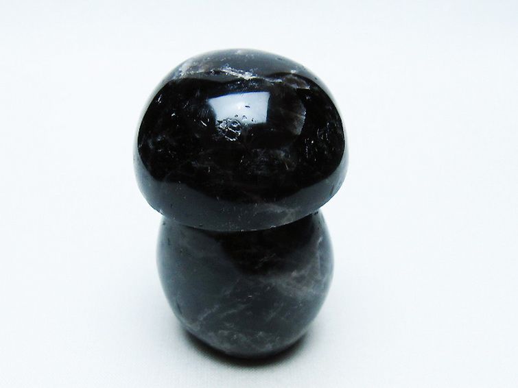 モリオン 純天然 黒水晶 きのこ 置物[T653-4116] 1枚目
