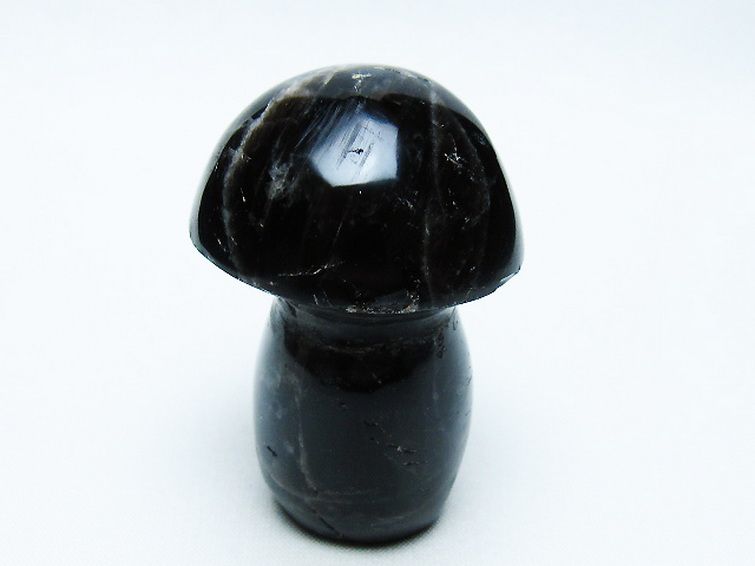 モリオン 純天然 黒水晶 きのこ 置物[T653-4125] 1枚目
