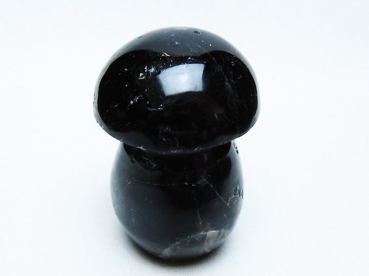 モリオン 純天然 黒水晶 きのこ 置物[T653-4165] 1枚目