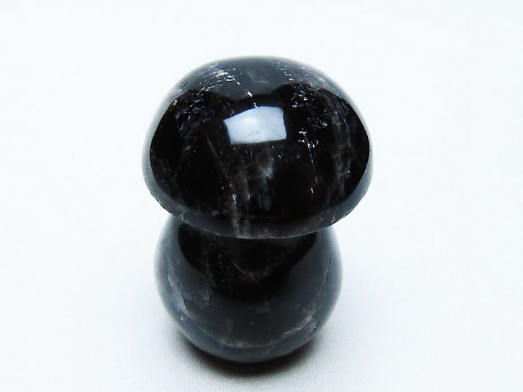 モリオン 純天然 黒水晶 きのこ 置物[T653-4174] 1枚目