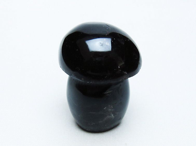 モリオン 純天然 黒水晶 きのこ 置物[T653-4209] 1枚目