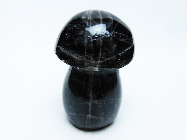 モリオン 純天然 黒水晶 きのこ 置物[T653-4264] 1枚目