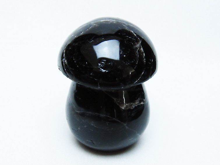 モリオン 純天然 黒水晶 きのこ 置物[T653-4296] 1枚目
