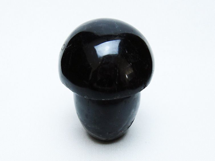 モリオン 純天然 黒水晶 きのこ 置物[T653-4318] 1枚目