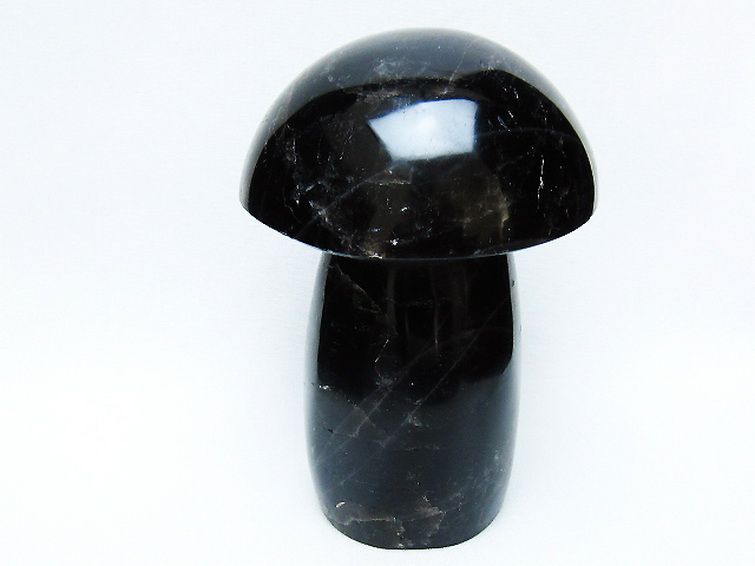 モリオン 純天然 黒水晶 きのこ 置物[T653-4345] 1枚目