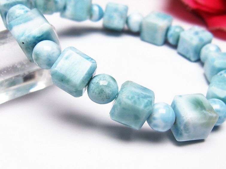 ラリマー キューブ+ラウンドビーズ ブレスレット 7mm [T7-20982] 3枚目