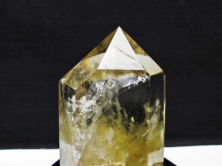 水晶　黄色水晶 シトリン 黄水晶 ポイント 置物 六角柱 レインボー水晶 虹入り水晶 高