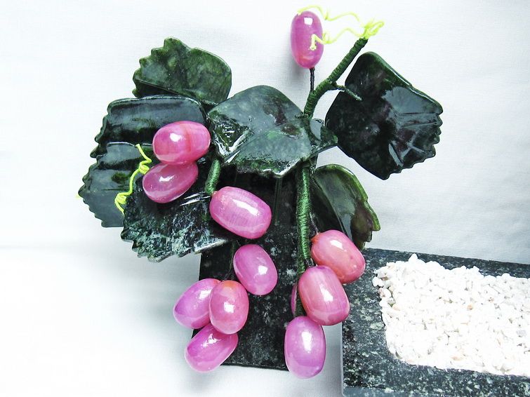 2.3Kg アゲート葡萄鉢植え 置物[T726-1475] 2枚目