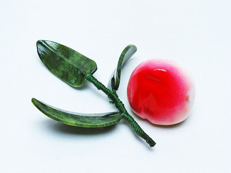 アゲートモモ鉢植え 置物[T726-1552] 1枚目